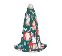 ABYchdd Bunny Rabbits Print Hooded Cape, Elevate Your Festive Look, Big Hood & Bow Tie, For Halloween/Cosplay