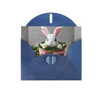 ABYchdd Bunny Rosette Print Greeting Cards, Holiday Cards With Envelopes, For Christmas, Birthday, Anniversary