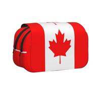 ABYchdd Canadian Flag Print Double Clamshell Pen Case, Oxford Cloth Pouch With Zipper Pockets, Ideal Present