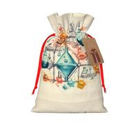 ABYchdd Chemistry Print Print Christmas Drawstring Present Bag, Polyester Linen-Like Bag, Reusable Holiday Goodie Bag
