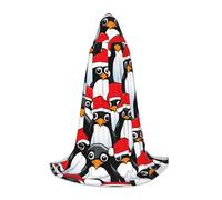 ABYchdd Christmas Penguins Print Hooded Cape, Elevate Your Festive Look, Big Hood & Bow Tie, For Halloween/Cosplay