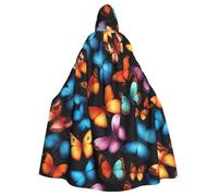 ABYchdd Colorful Butterfly Print Halloween Adult Hooded Cloak, Unisex Hooded Robe Cloak Long Cape For Cosplay/Party