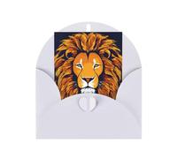 ABYchdd Cool Lion Print Greeting Card, Blank Inside For Notes, For Christmas/Birthday/Valentine'S