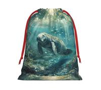 ABYchdd Crazy Save Manatee Print Drawstring Pouch, Reusable Storage Bag, Present Bag For Christmas & Daily Organizing