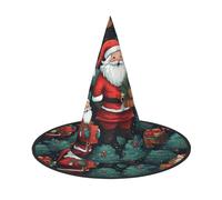 ABYchdd Cute Christmas Man Print Foldable Halloween Witch Hat, Lightweight For Costume Party/Carnival/Halloween