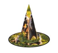 ABYchdd Cute Raccoon Print Foldable Halloween Witch Hat, Lightweight For Costume Party/Carnival/Halloween