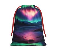 ABYchdd Dark Northern Lights Print Drawstring Pouch, Reusable Storage Bag, Present Bag For Christmas & Daily Organizing