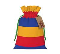 ABYchdd Flag Of Armenia Print Christmas Drawstring Present Bag, Polyester Linen-Like Bag, Reusable Holiday Goodie Bag