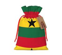 ABYchdd Flag Of Ghana Print Christmas Drawstring Present Bag, Polyester Linen-Like Bag, Reusable Holiday Goodie Bag
