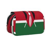 ABYchdd Flag Of Kenya Print Double Clamshell Pen Case, Oxford Cloth Pouch With Zipper Pockets, Ideal Present