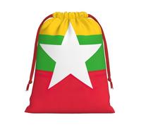 ABYchdd Flag Of Myanmar Print Drawstring Pouch, Reusable Storage Bag, Present Bag For Christmas & Daily Organizing