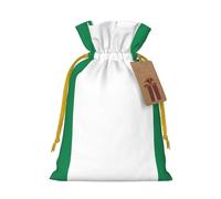ABYchdd Flag Of Nigeria Print Christmas Drawstring Present Bag, Polyester Linen-Like Bag, Reusable Holiday Goodie Bag