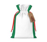 ABYchdd Flag Of Nigeria Print Christmas Drawstring Present Bag, Polyester Linen-Like Bag, Reusable Holiday Goodie Bag