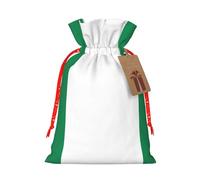 ABYchdd Flag Of Nigeria Print Christmas Drawstring Present Bag, Polyester Linen-Like Bag, Reusable Holiday Goodie Bag