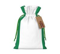 ABYchdd Flag Of Nigeria Print Christmas Drawstring Present Bag, Polyester Linen-Like Bag, Reusable Holiday Goodie Bag