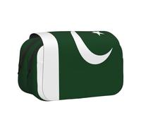 ABYchdd Flag Of Pakistan Print Double Clamshell Pen Case, Oxford Cloth Pouch With Zipper Pockets, Ideal Present