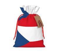 ABYchdd Flag Of The Czech Republic Print Christmas Drawstring Present Bag, Polyester Linen-Like Bag, Reusable Holiday Goodie Bag
