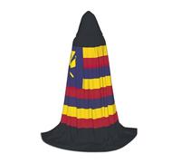 ABYchdd Flag Of The Kingdom Of Hawaii Print Hooded Cape, Elevate Your Festive Look, Big Hood & Bow Tie, For Halloween/Cosplay