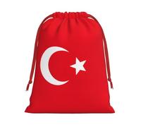 ABYchdd Flag Of Turkey Print Drawstring Pouch, Reusable Storage Bag, Present Bag For Christmas & Daily Organizing
