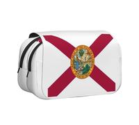 ABYchdd Florida State Flag Print Double Clamshell Pen Case, Oxford Cloth Pouch With Zipper Pockets, Ideal Present