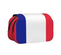 ABYchdd French Flag Print Double Clamshell Pen Case, Oxford Cloth Pouch With Zipper Pockets, Ideal Present