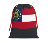 ABYchdd Georgia Flag Print Drawstring Pouch, Reusable Storage Bag, Present Bag For Christmas & Daily Organizing