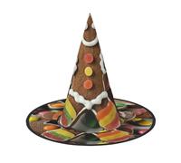 ABYchdd Gingerbread Man Candy Print Foldable Halloween Witch Hat, Lightweight For Costume Party/Carnival/Halloween