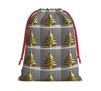 ABYchdd Golden Glitter Christmas Tree Print Drawstring Pouch, Reusable Storage Bag, Present Bag For Christmas & Daily Organizing