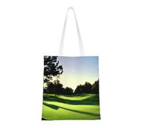 ABYchdd Golf Course Print Polyester Canvas Tote Bag, Worthy Shopping Bag, Ideal For Present And Daily Errands