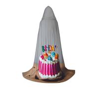 ABYchdd Happy Birthday Cake Print Hooded Cape, Elevate Your Festive Look, Big Hood & Bow Tie, For Halloween/Cosplay