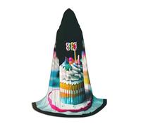 ABYchdd Happy Birthday Cakes Print Hooded Cape, Elevate Your Festive Look, Big Hood & Bow Tie, For Halloween/Cosplay