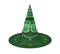 ABYchdd Happy St. Patrick'S Day Print Foldable Halloween Witch Hat, Lightweight For Costume Party/Carnival/Halloween