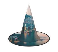 ABYchdd Hong Kong Print Foldable Halloween Witch Hat, Lightweight For Costume Party/Carnival/Halloween