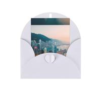 ABYchdd Hong Kong Print Greeting Card, Blank Inside For Notes, For Christmas/Birthday/Valentine'S