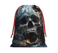 ABYchdd Horror Ghost Skull Print Drawstring Pouch, Reusable Storage Bag, Present Bag For Christmas & Daily Organizing