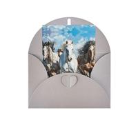 ABYchdd Horses Running Art Print Greeting Card, Blank Inside For Notes, For Christmas/Birthday/Valentine'S