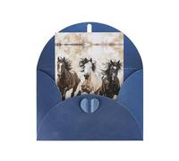 ABYchdd Horses Running Art Print Greeting Card, Blank Inside For Notes, For Christmas/Birthday/Valentine'S