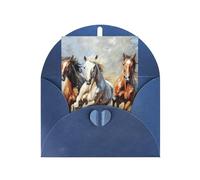 ABYchdd Horses Running Art Print Greeting Card, Blank Inside For Notes, For Christmas/Birthday/Valentine'S