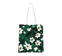 ABYchdd Hunter Green Floral Petals Pattern Print Polyester Canvas Tote Bag, Worthy Shopping Bag, Ideal For Present And Daily Errands