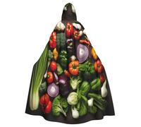 ABYchdd Introduction Of Various Vegetables Print Halloween Adult Hooded Cloak, Unisex Hooded Robe Cloak Long Cape For Cosplay/Party