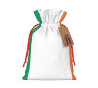 ABYchdd Irish Flag Print Christmas Drawstring Present Bag, Polyester Linen-Like Bag, Reusable Holiday Goodie Bag