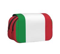 ABYchdd Italian Flag Print Double Clamshell Pen Case, Oxford Cloth Pouch With Zipper Pockets, Ideal Present