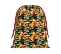 ABYchdd Japanese Pretty Koi Fish Print Drawstring Pouch, Reusable Storage Bag, Present Bag For Christmas & Daily Organizing