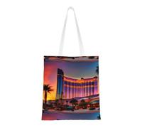 ABYchdd Las Vegas Sunset 1 Print Polyester Canvas Tote Bag, Worthy Shopping Bag, Ideal For Present And Daily Errands