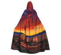 ABYchdd Las Vegas Sunset Print Halloween Adult Hooded Cloak, Unisex Hooded Robe Cloak Long Cape For Cosplay/Party
