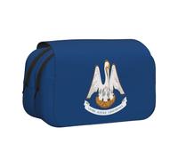 ABYchdd Louisiana State Flag Print Double Clamshell Pen Case, Oxford Cloth Pouch With Zipper Pockets, Ideal Present