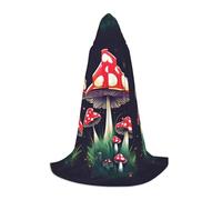ABYchdd Magic Mushrooms Print Hooded Cape, Elevate Your Festive Look, Big Hood & Bow Tie, For Halloween/Cosplay