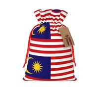 ABYchdd Malaysia Flag Print Christmas Drawstring Present Bag, Polyester Linen-Like Bag, Reusable Holiday Goodie Bag