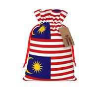 ABYchdd Malaysia Flag Print Christmas Drawstring Present Bag, Polyester Linen-Like Bag, Reusable Holiday Goodie Bag