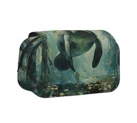 ABYchdd Manatee Animals Print Double Clamshell Pen Case, Oxford Cloth Pouch With Zipper Pockets, Ideal Present